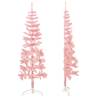 Slim Pink Half Christmas Tree 120 cm - Space-Saving Decor