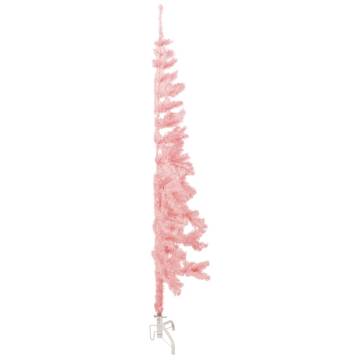 Slim Pink Half Christmas Tree 120 cm - Space-Saving Decor