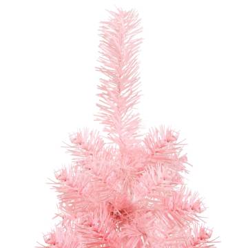 Slim Pink Half Christmas Tree 120 cm - Space-Saving Decor