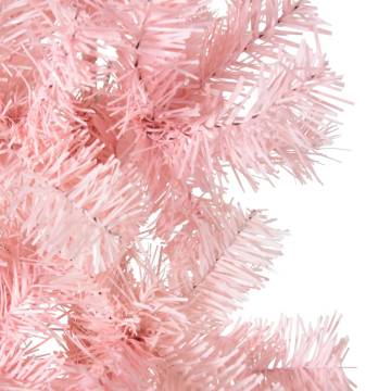 Slim Pink Half Christmas Tree 120 cm - Space-Saving Decor