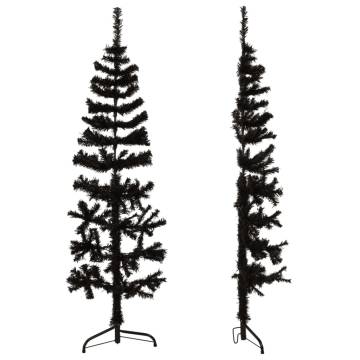 Slim Artificial Half Christmas Tree - Black 120 cm | Hipo Market