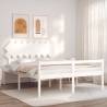 Bed Frame with Headboard White 160x200 cm Solid Wood Colour white Size 160 x 200 cm 