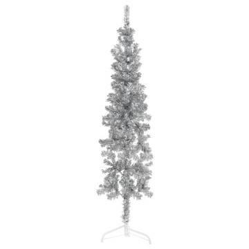 Slim Artificial Half Christmas Tree Silver 150 cm - HipoMarket