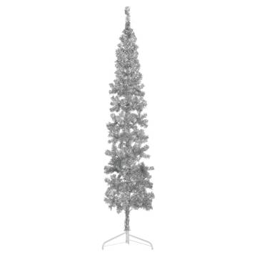 Slim Artificial Half Christmas Tree - Silver 210 cm | HipoMarket