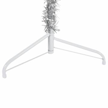 Slim Artificial Half Christmas Tree - Silver 210 cm | HipoMarket