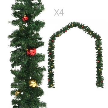 Christmas Garlands with Baubles 270 cm - 4 pcs Green PVC