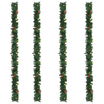 Christmas Garlands with Baubles 270 cm - 4 pcs Green PVC