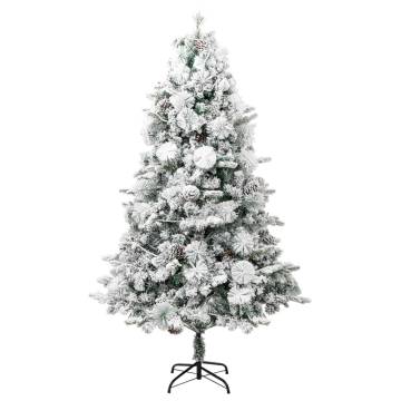 Pre-lit Christmas Tree with Flocked Snow & Cones - 195 cm