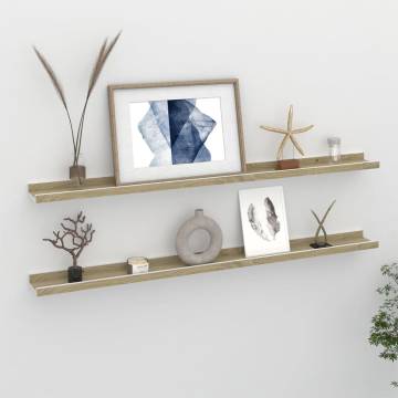 Wall Shelves 2 pcs White & Sonoma Oak - Stylish Storage Solution