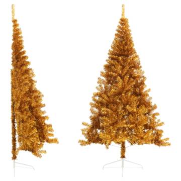 210 cm Gold Half Christmas Tree with Stand - Hippomarket UK