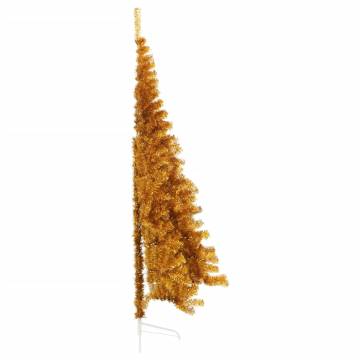 210 cm Gold Half Christmas Tree with Stand - Hippomarket UK