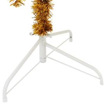 210 cm Gold Half Christmas Tree with Stand - Hippomarket UK