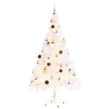 Pre-lit White Christmas Tree with Baubles - 150 cm