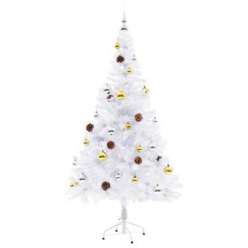 Pre-lit White Christmas Tree with Baubles - 150 cm