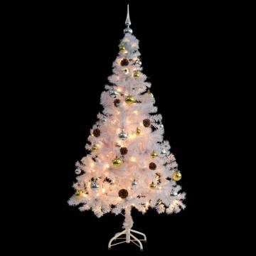 Pre-lit White Christmas Tree with Baubles - 150 cm