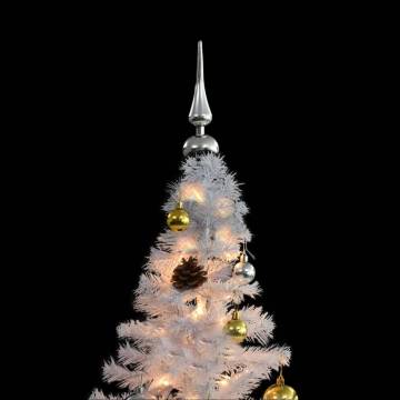 Pre-lit White Christmas Tree with Baubles - 150 cm