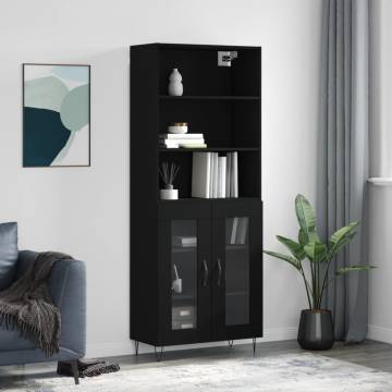 Highboard Black 69.5x34x180 cm - Stylish Engineered Wood Storage