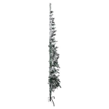 Slim Artificial Half Christmas Tree with Flocked Snow - 210 cm