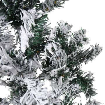 Slim Artificial Half Christmas Tree with Flocked Snow - 210 cm