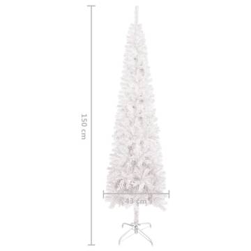 Slim White Christmas Tree 150 cm - Stylish Holiday Decor