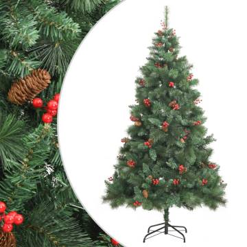 Artificial Hinged Christmas Tree with Cones & Berries - 210 cm