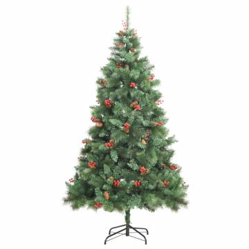 Artificial Hinged Christmas Tree with Cones & Berries - 210 cm