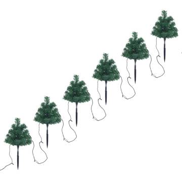 Christmas Pathway Trees with Warm White LEDs - 6pcs | Hipo Market