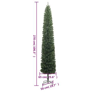 Slim Christmas Tree with Stand 270 cm PVC – Space-Saving Beauty