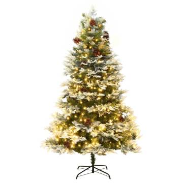 Pre-lit Christmas Tree with Pine Cones - 225 cm PVC & PE