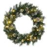 Christmas Wreath with LED Lights - 60 cm Green PVC Decoration