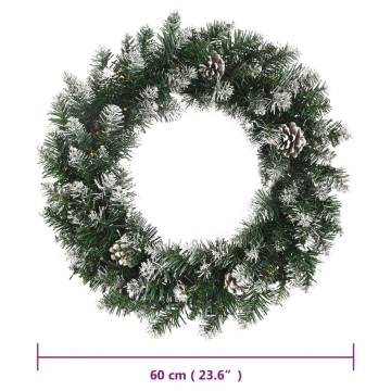 Christmas Wreath with LED Lights - 60 cm Green PVC Decoration