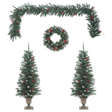 4 Piece Christmas Door Decoration Set - Festive PVC Decor