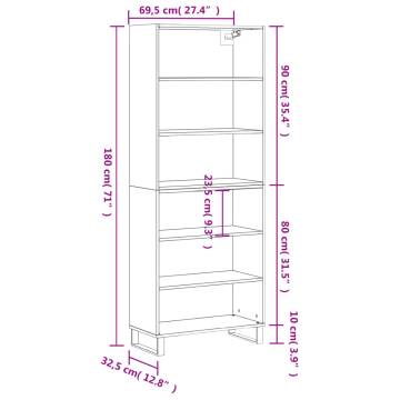 Stylish Highboard Black 69.5x32.5x180 cm | Hipomarket UK