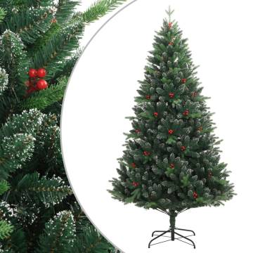 Artificial Hinged Christmas Tree with Red Berries - 150 cm