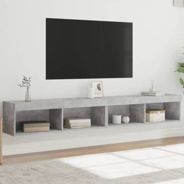 Stylish 2 pcs TV Cabinets with LED Lights - Concrete Grey