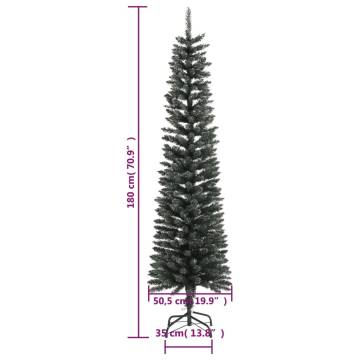 180 cm Artificial Slim Christmas Tree - Green & White Decoration