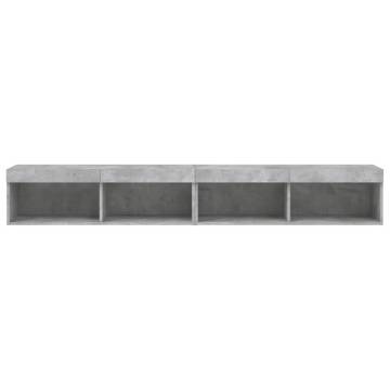 Stylish 2 pcs TV Cabinets with LED Lights - Concrete Grey