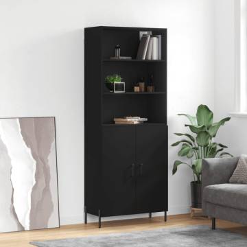 Stylish Highboard Black - Engineered Wood 69.5x34x180 cm