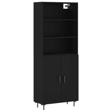 Stylish Highboard Black - Engineered Wood 69.5x34x180 cm