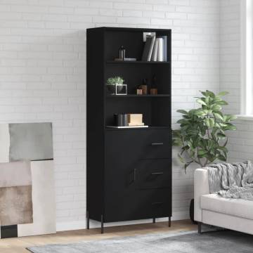 Stylish Highboard Black 69.5x34x180 cm - Hipomarket