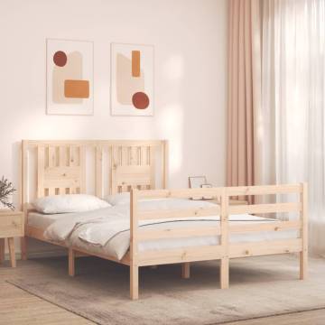 Solid Wood Bed Frame with Headboard 140x190 cm - Hipo Market