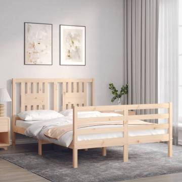 Solid Wood Bed Frame with Headboard 140x190 cm - Hipo Market