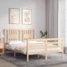 Solid Wood Bed Frame with Headboard 140x190 cm - Hipo Market