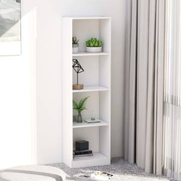 Modern 4-Tier White Book Cabinet - Stylish & Durable | HipoMarket