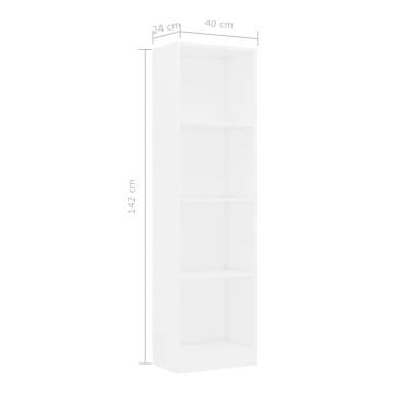 Modern 4-Tier White Book Cabinet - Stylish & Durable | HipoMarket