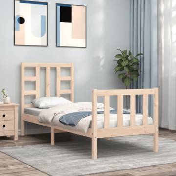 Small Single Bed Frame with Headboard | Solid Pine Wood