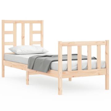 Small Single Bed Frame with Headboard | Solid Pine Wood