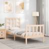 Small Single Bed Frame with Headboard | Solid Pine Wood