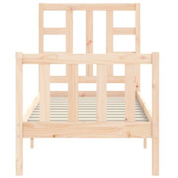 Small Single Bed Frame with Headboard | Solid Pine Wood