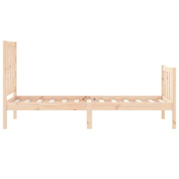 Small Single Bed Frame with Headboard | Solid Pine Wood